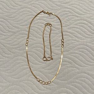 Gold tone necklace and matching ankle bracelet